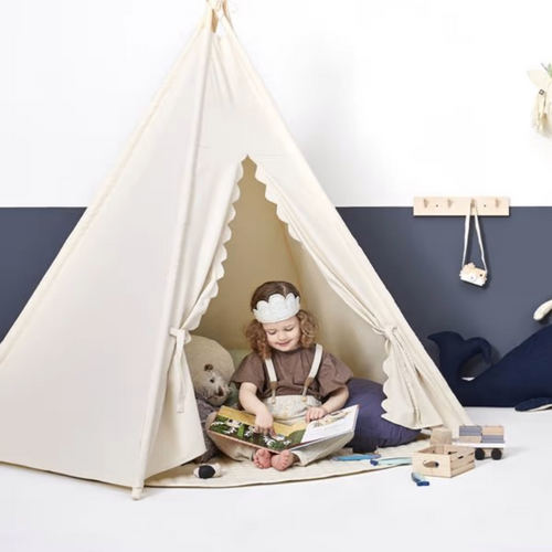 KIDS TEEPEE PLAY TENT - LINEN